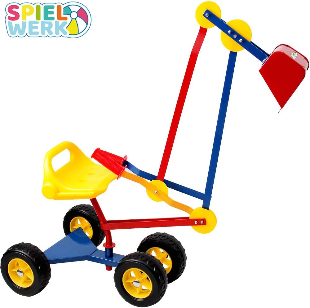 Spielwerk® Sitzbagger 360° Radius Schwenk- und Greiffunktion bis 50kg Sandkasten Aufsitzbagger Reife