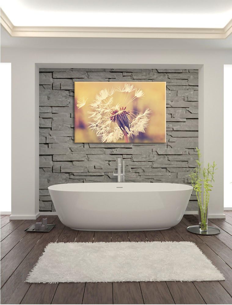 Herbst Löwenzahn, Format: 100x70 auf Leinwand, XXL riesige Bilder fertig gerahmt mit Keilrahmen, Kun