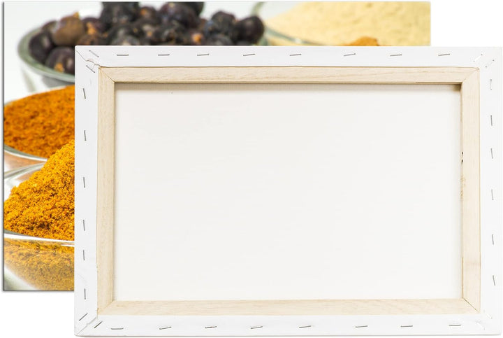 deyoli viele Gläser mit Gewürzen im Format: 80x60 als Leinwandbild, Motiv fertig gerahmt auf Echthol
