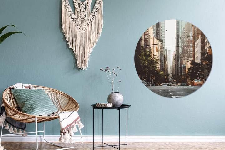 MuchoWow Wandbild Rund Wanddeko Deko Wohnzimmer Bilder 90x90 cm New York am Morgen 90.00 x 90.00 cms