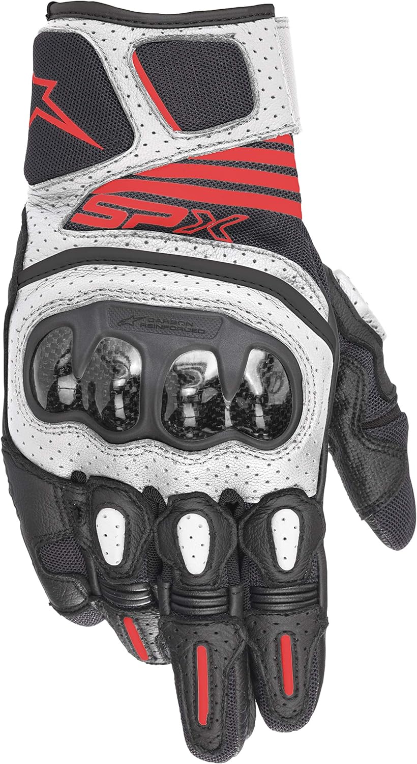 Alpinestars Motorradhandschuhe Sp X Air Carbon V2 Glove Black White Red Fluo, Schwarz/Weiss/Rot, 3XL