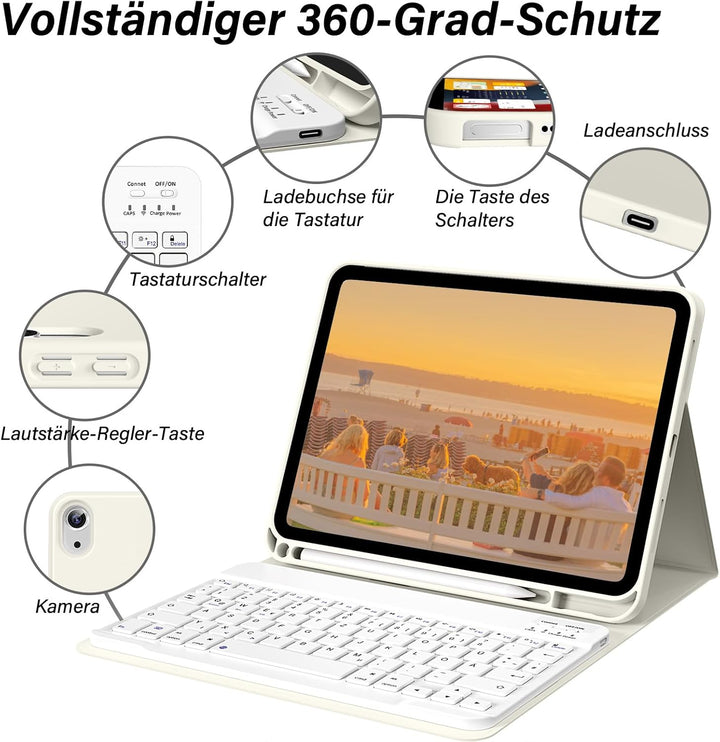 SZPSGC Hülle mit Tastatur für iPad A16 11. /10.Generation 11/10,9 Zoll 2025/2022, Magnetisches Anti-