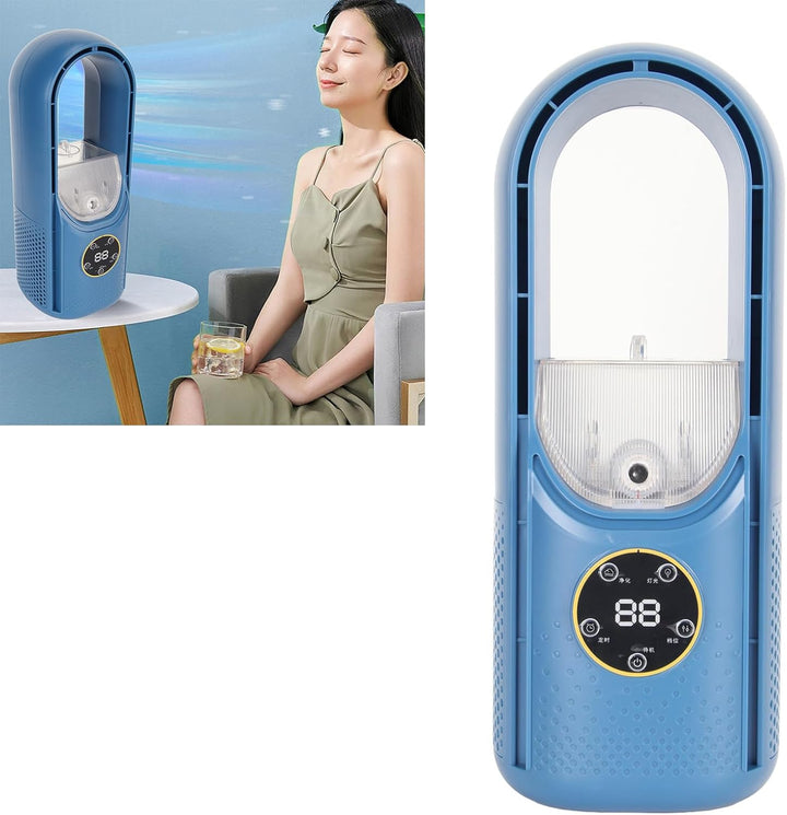 Flügelloser Tischventilator, Flügelloser Ventilator mit USB-betriebenem LED-Licht, 6 Geschwindigkeit
