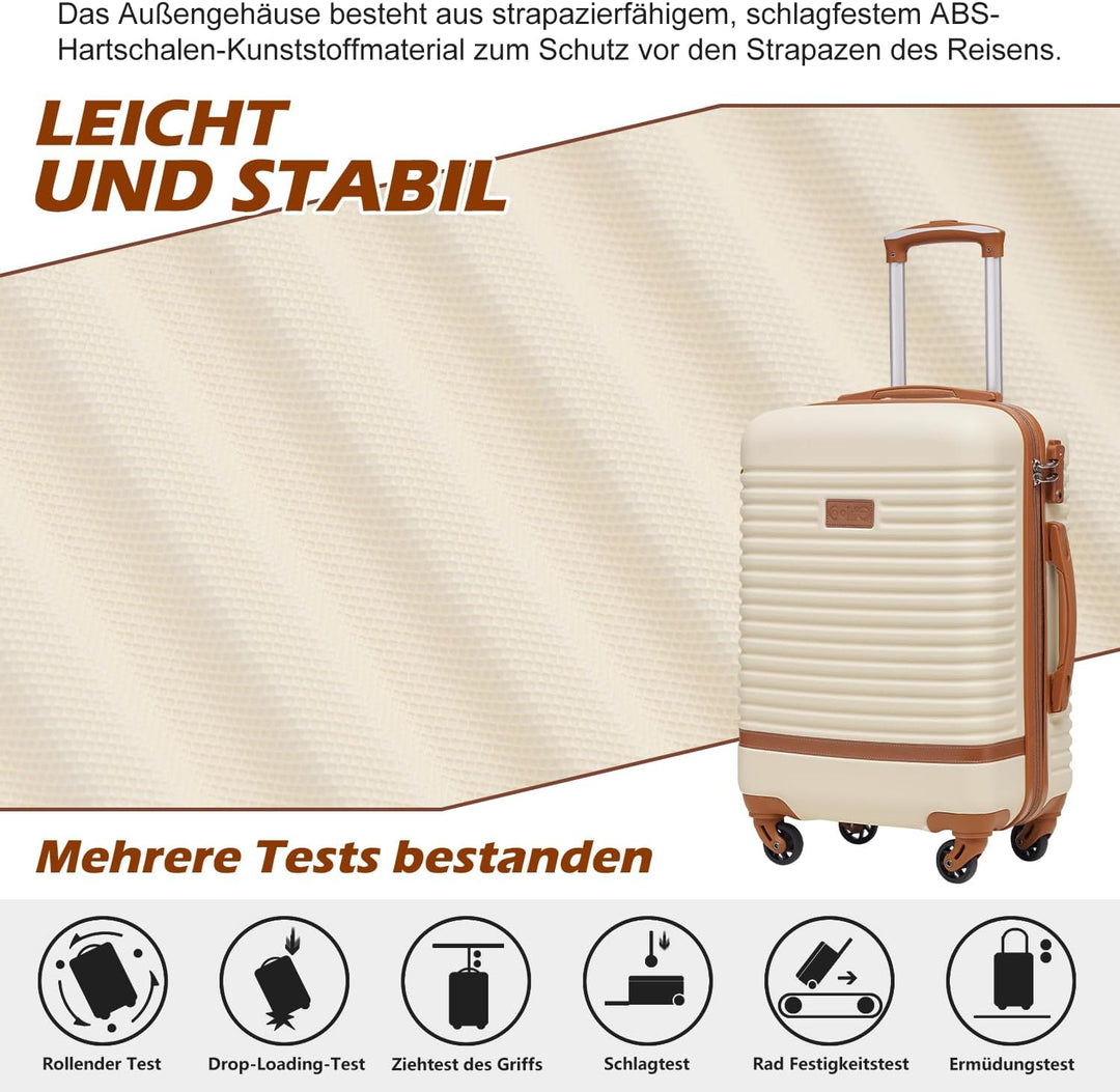 COOLIFE Koffer Set 3tlg, 24" Koffer Mittelgross mit Reisetasche&amp;Kulturbeutel | Reisekoffer Set für M