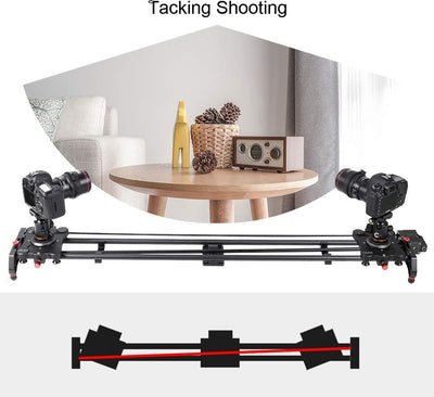 GVM Kamera Slider motorisiert, 120cm Fotografie Slider mit Zeitraffer, Follow Focus, Tracking, Panor