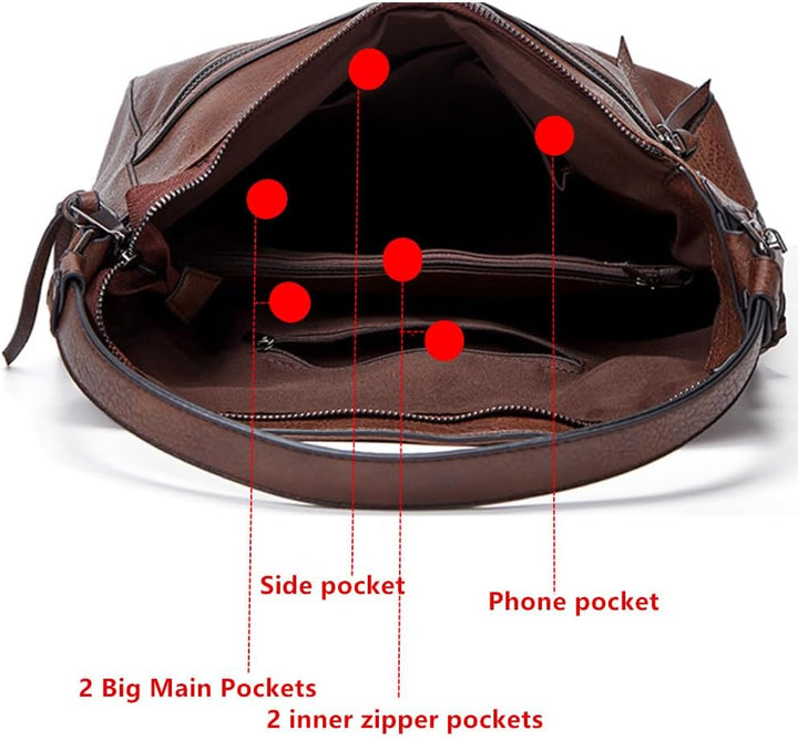 Sacmill Damen Handtasche PU Leder Umhängetasche Shopper Top-Griff Tragetaschen Elegant Schultertasch