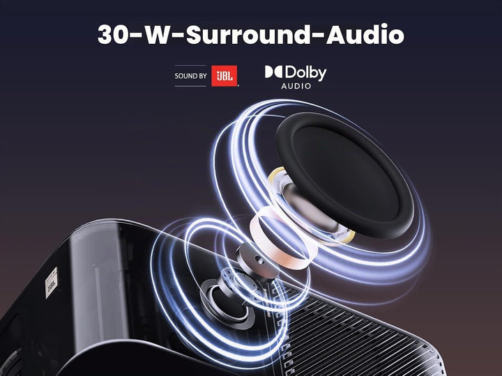 Yaber K3 Pro Projektor mit Subwoofer Set Smart Projektor mit Google TV, 30W Lautsprecher Sound von J