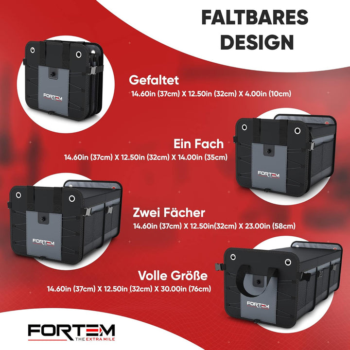 Fortem Kofferraum Organizer, Kofferraumtasche, Zusammenklappbarer Auto Organizer Kofferraum mit Fäch