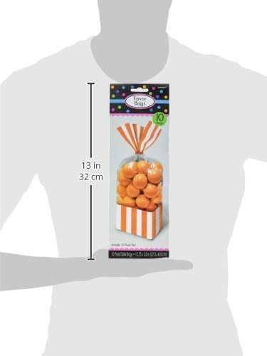 Amscan Gestreifte Süssigkeitentütchen, Orange Orangenschale, Orangenschale