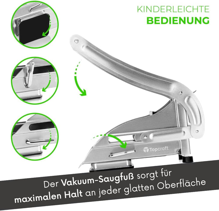 Topcroft ® Pommesschneider Edelstahl I 2 Schneidegrössen für individuelle Pommesdicke I Rutschfester