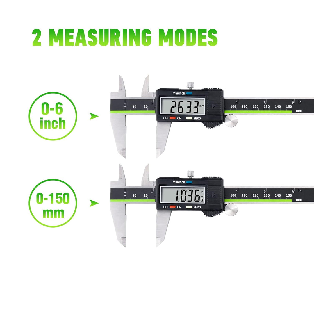 Huepar Digitaler Messschieber -Edelstahl Messschieber, Elektronisches Mikrometer mit grossem LCD-Bil