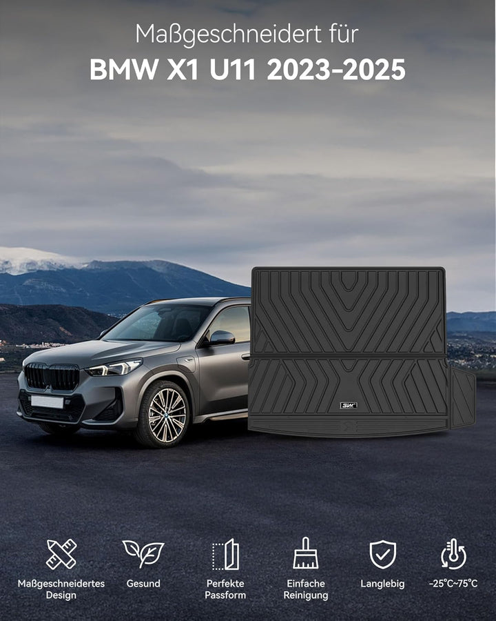 3W Kofferraumwanne für BMW X1 U11 2023-2025 2026 (Nicht für X1 xDrive25e Benzin-Hybrid), Recycelt Al