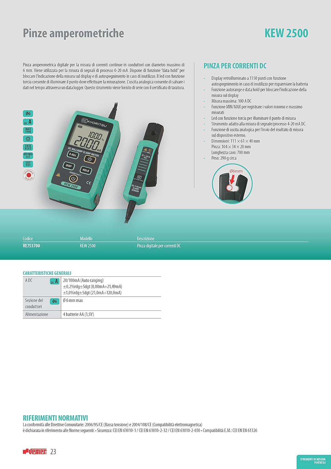 Kyoritsu KEW 2500 Digitale Amperemesszange für DC-Strömungsmessung, grau