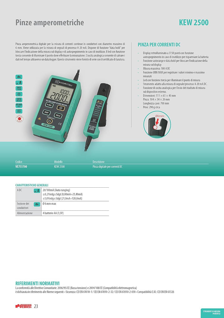 Kyoritsu KEW 2500 Digitale Amperemesszange für DC-Strömungsmessung, grau
