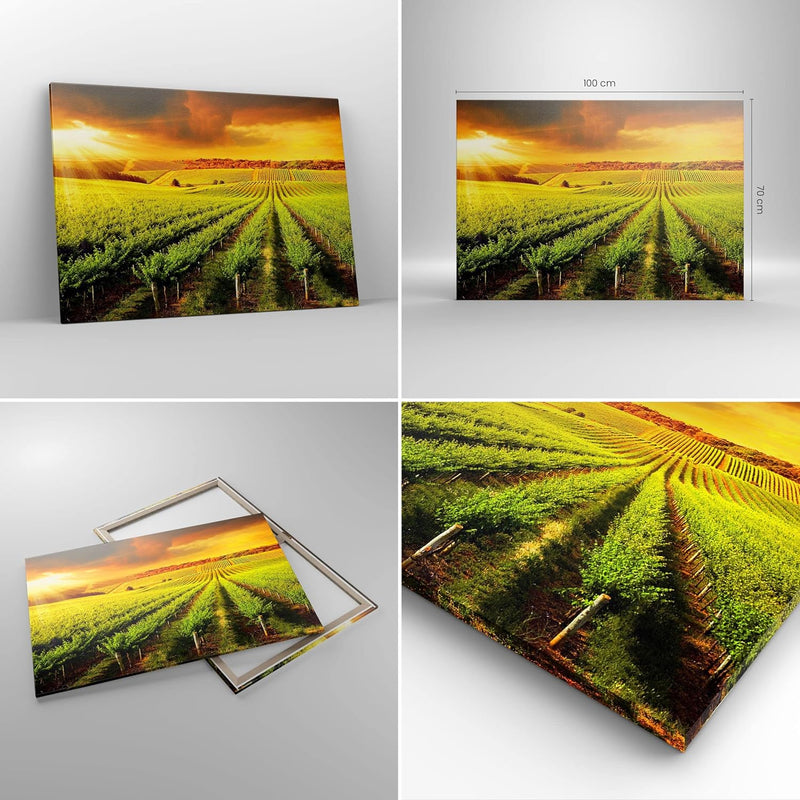 ARTTOR Bilder auf Leinwand 100x70cm Leinwandbild Land Weingut Pflanzung Gross Wanddeko Bild Schlafzi