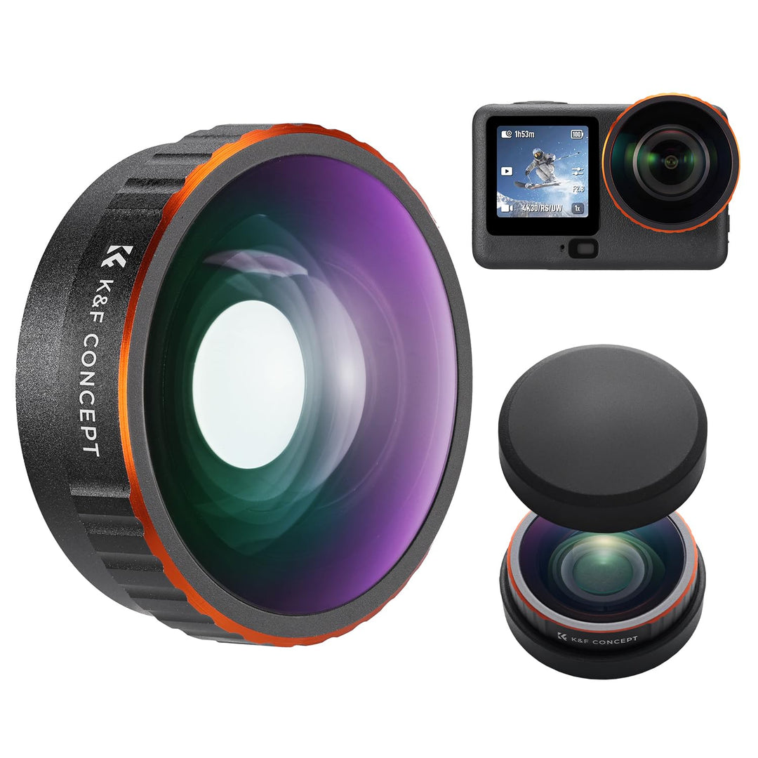 K&F CONCEPT Weitwinkelobjektiv für Osmo Action 6, 185° Weitwinkel Linse Filter, Ultraweitwinkelobjek