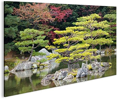 islandburner Bild Bilder auf Leinwand Japanischer Garten V2 1p XXL Poster Leinwandbild Wandbild Deko