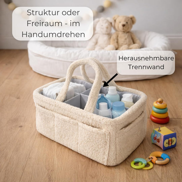 Generisch Wickelkorb Teddy Weiss - Wickelorganizer für Babys – Aufbewahrungskorb für Windeln, Feucht