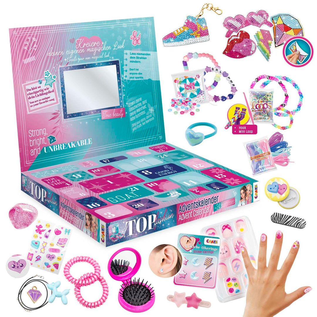 CRAZE Spielzeug Adventskalender Mädchen – Fashion DIY Adventskalender 2025 mit Diamond Painting, Loo