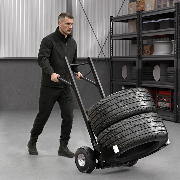 Wiltec Reifenkarre bis 200 kg mit Kippsystem, Transportkarre mit PU Rädern, Reifenwagen mit verstell