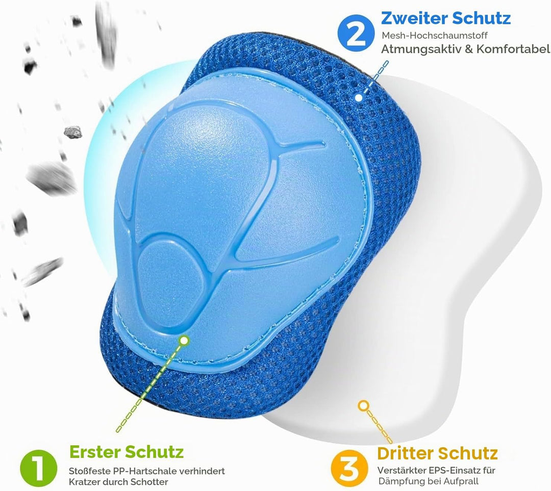Knieschoner Kinder Schoner Inliner Protektoren: [6er Set] Schützer Inline Skates Kinder Knieschützer