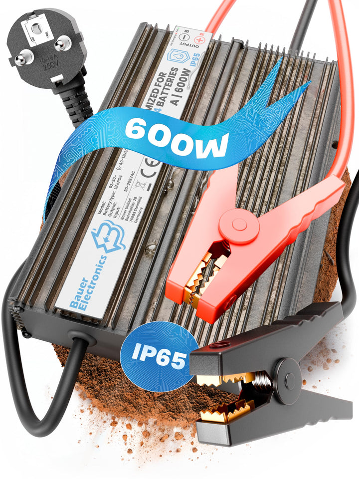 24V Batterie-Ladegerät LiFePO4 29,2V 20A 600W | Optimiert für Lithium-Eisenphosphat-Akku | Auto-Batt