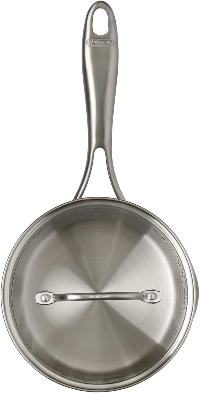 PYREX, Infinity Stieltopf mit Deckel, Ø 16 cm, fester Griff, Edelstahl, ohne PFAS, Edelstahl, geeign