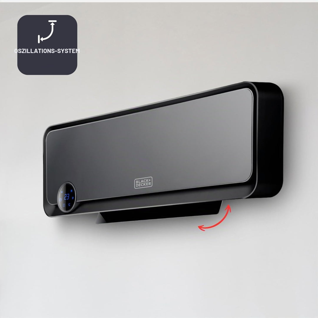 Black+Decker Keramische Wandheizung für Badezimmer | BXWSH2000E | Mit digitalem Thermostat | 2000 W