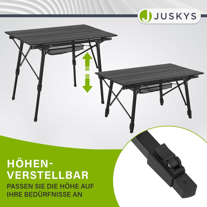 Juskys Campingtisch Picco - Aluminium Tisch 90 x 52 cm leicht, klappbar, höhenverstellbar - Camping,