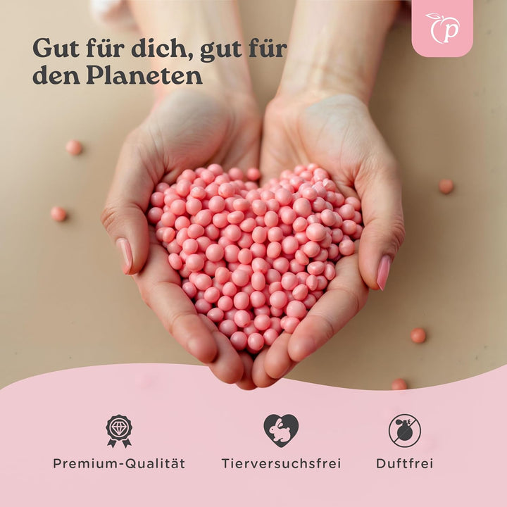 Wachswärmer | Waxing Set mit 100g Wachsperlen für Haarentfernung + 10 Spatel aus Holz + Aluminium-Wa