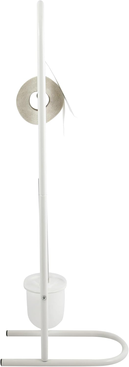 MSV Stand WC Garnitur WC Bürste Toilettenbürste Klobürste aus Edelstahl Weiss 15,7x29x79cm
