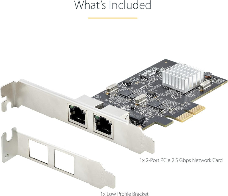 StarTech.com 2-Port 2.5 Gbit PCIe Netzwerkkarte, Intel I225-V, Dual-Port Computer LAN Karte, Multi-G