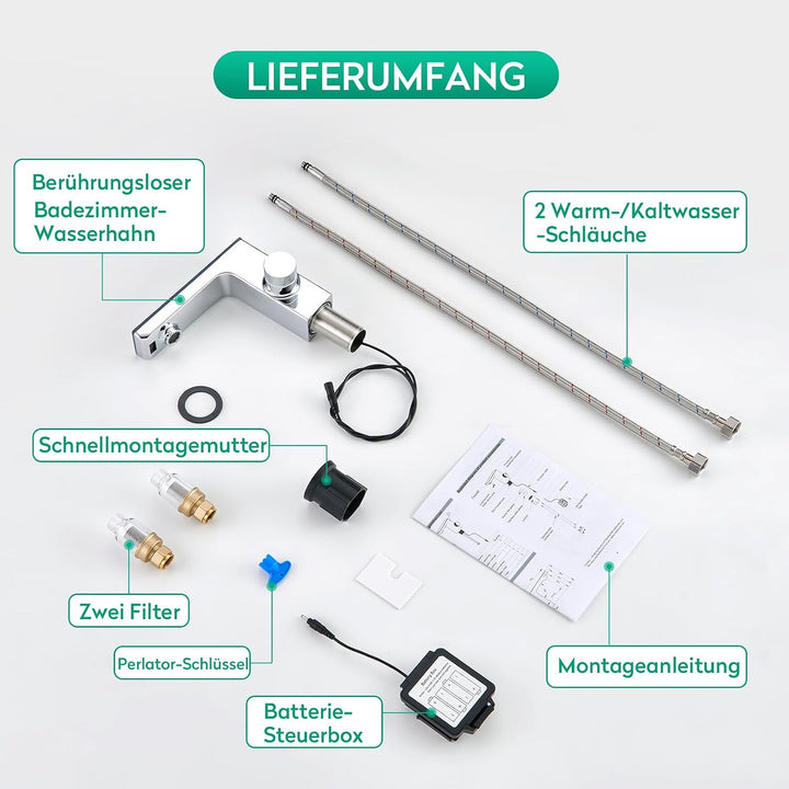CREA Infrarot Sensor Wasserhahn Bad, Automatisch Sensor Armatur für Waschbecken,Digitalanzeige Warme
