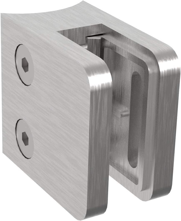 Sellon24® 4 Stück Glashalter Edelstahl V2A Glasklemme Eckig 30x30 MOD29 Glas 4-8mm 42,4/Flach (Mod 2