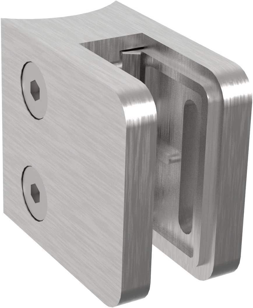 Sellon24® 4 Stück Glashalter Edelstahl V2A Glasklemme Eckig 30x30 MOD29 Glas 4-8mm 42,4/Flach (Mod 2