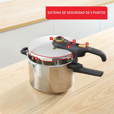 Tefal Secure Trendy 8L Schnellkochtopf mit Korb - Zwei Programme, Gemüse und Fleisch, schnellere Mah