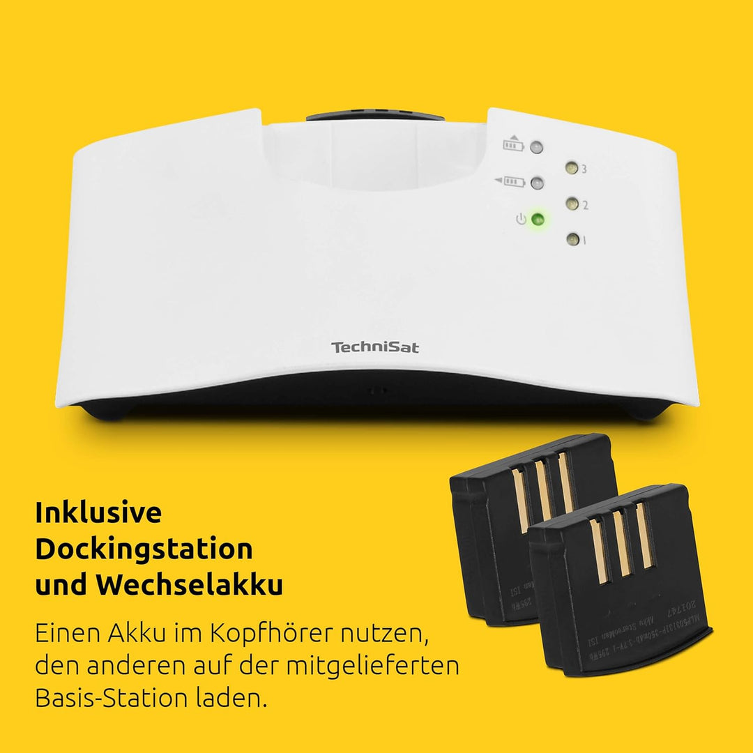 TechniSat STEREOMAN ISI 3 - kabelloser Stereo-Funkkopfhörer für Fernseher und Musikanlagen mit Docki