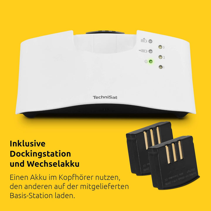 TechniSat STEREOMAN ISI 3 - kabelloser Stereo-Funkkopfhörer für Fernseher und Musikanlagen mit Docki