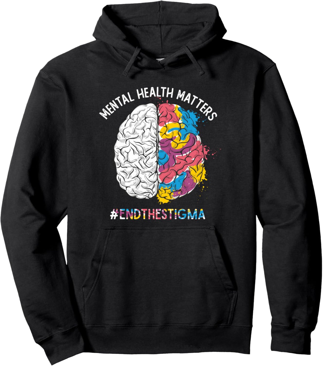 Stigma Mental Health Matters End The Illness Colourful Brain Pullover Hoodie