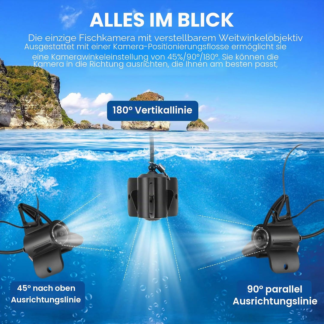 Unterwasserkamera für Angeln, Fishfinder mit 4,3" IPS-Bildschirm &amp; 30m Kabel, Nachtsicht-Infrarot, W