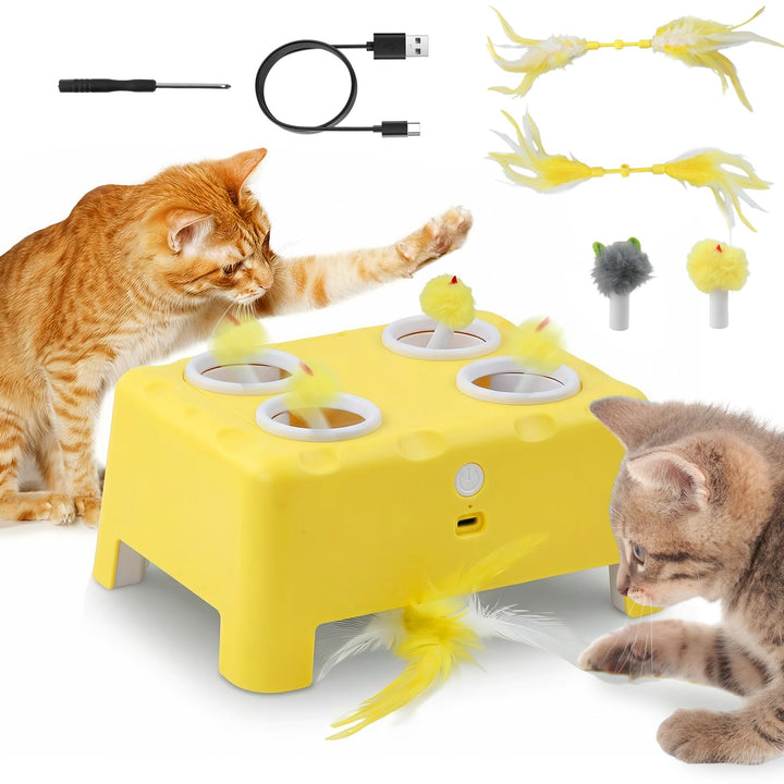 2-in-1 Automatisches Katzenspielzeug, Interaktives Katzenspielzeug, Wiederaufladbares Katzenmaus-Spi