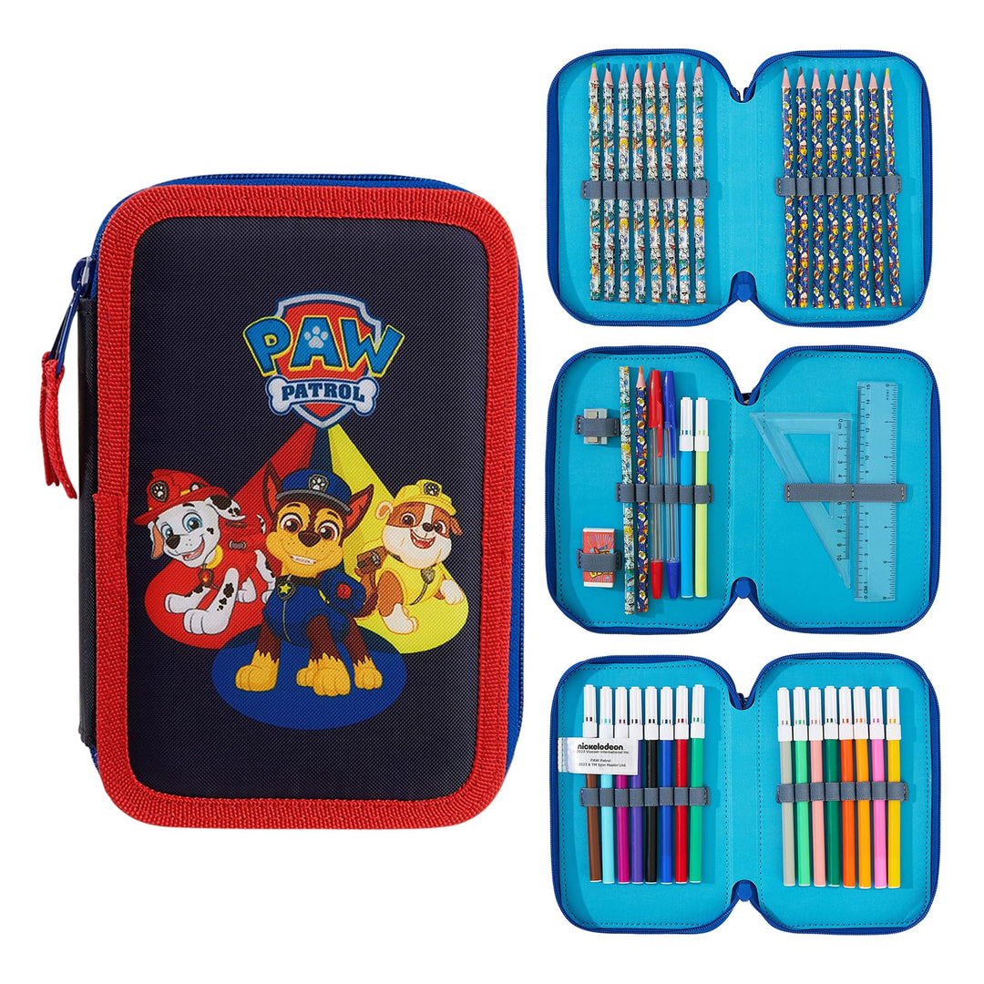 PAW PATROL Federmäppchen Gross Etui Stifte Jungen und Mädchen Stifte Kinder Gefüllt Federmappe Schul