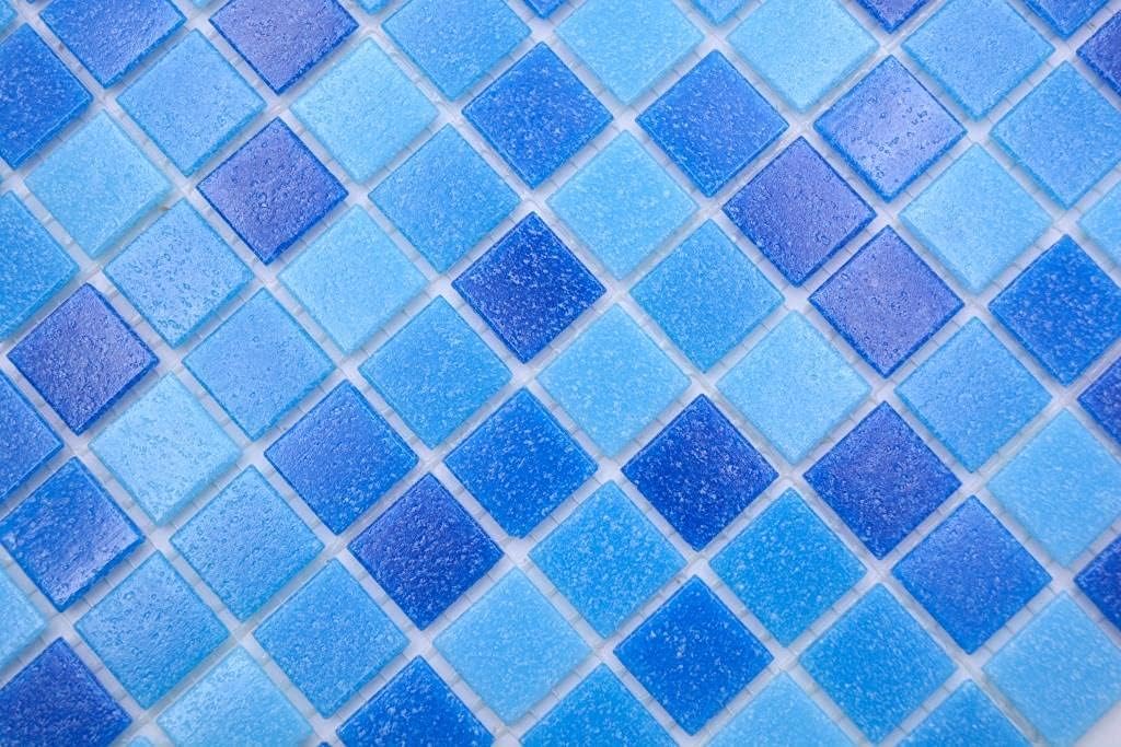 Glasmosaikplatte Classic Mix Blau papierverklebt Pool Schwimmbad Mosaikplatte 10 Matten