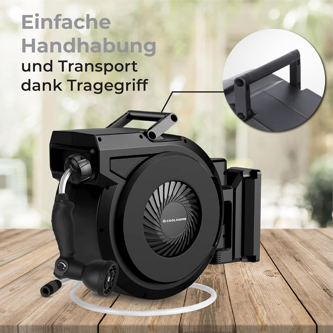 Schlauchtrommel 38 + 2 Meter - Gartenschlauch mit Rolle - Schlauchhalter 180° drehbar - Gartenschlau