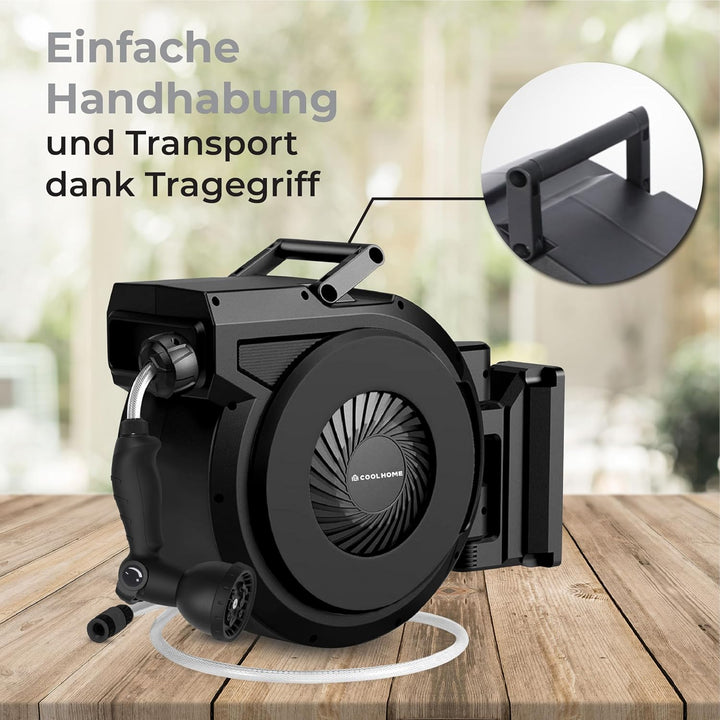 Schlauchtrommel 38 + 2 Meter - Gartenschlauch mit Rolle - Schlauchhalter 180° drehbar - Gartenschlau