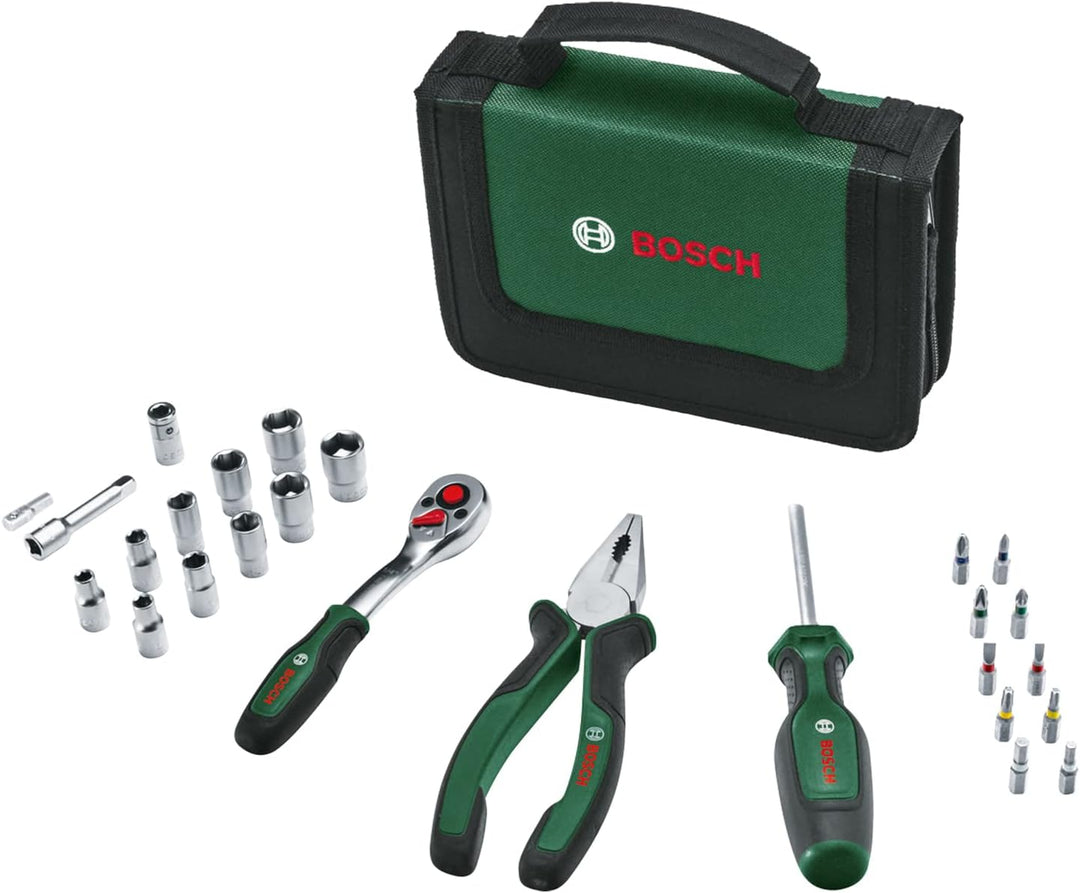 Bosch Mobility-Handwerkzeug-Set, 26-teilig (kompaktes und mobiles Werkzeug-Set für Heimwerkerarbeite