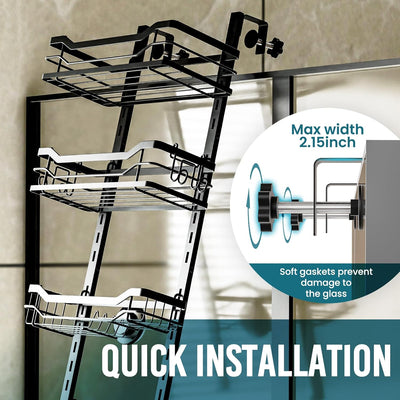 TAILI Saugnapf Hängende Duschablage Zum Hängen mit Rasierständer & Seifenhalter, Shower Shelf Mit 4