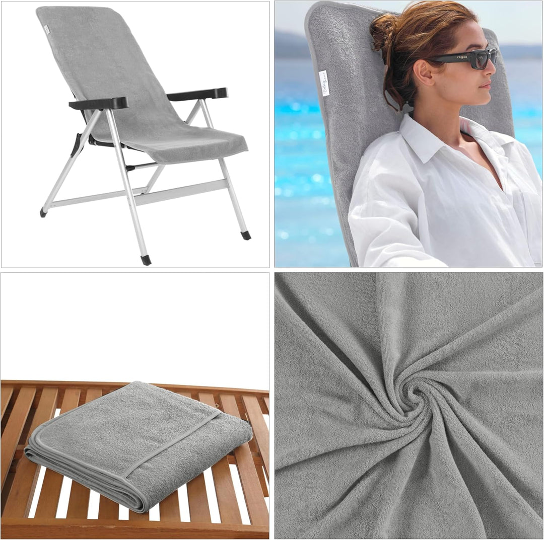 Frottee Schonbezug für Gartenstuhl - 130x60cm Bezug 100% Baumwolle Hochlehner Auflage Gartenstühle G