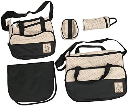 XUANYU Wickeltasche mit Schulterriemen, wasserdicht, mit Wickelauflage, 5 Stück, Schwarz