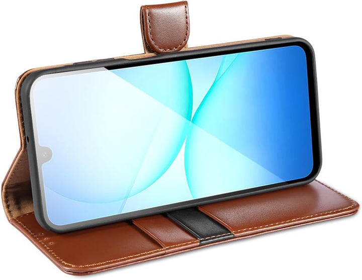 LENSUN Echtleder Hülle für Samsung Galaxy A17 5G, Handyhülle [Echtes Leder][RFID Schutz][Multi-Walle
